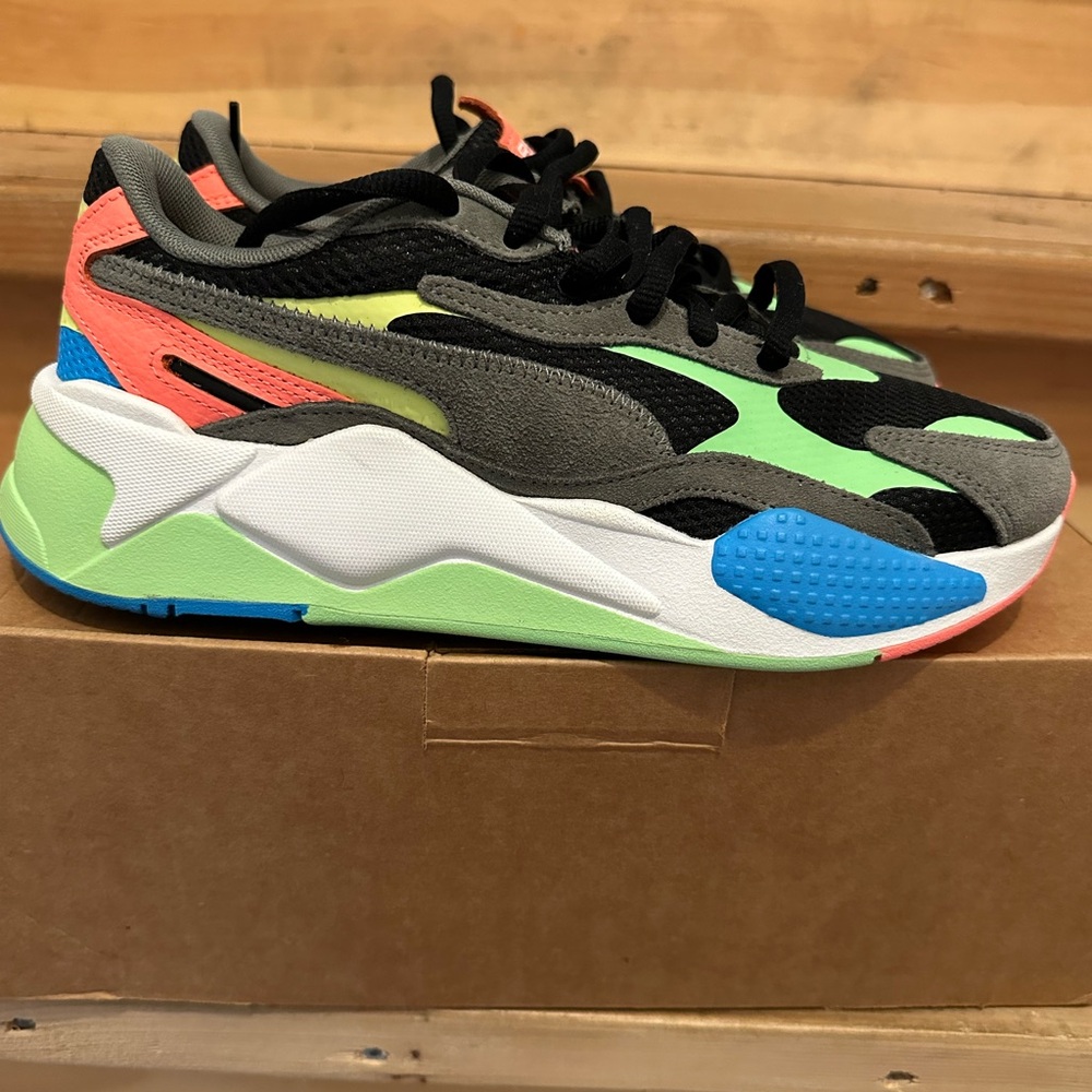 Puma Neon Green Black Coral Blue Low Top Sneaker